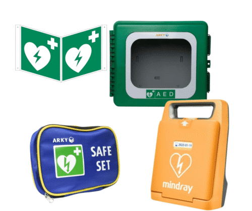 Mindray Outdoor Bundle Outdoor AED Bundle – Mindray BeneHeart C1A mit beheiztem ARKY-Schrank, Notfallset, Schild & Training